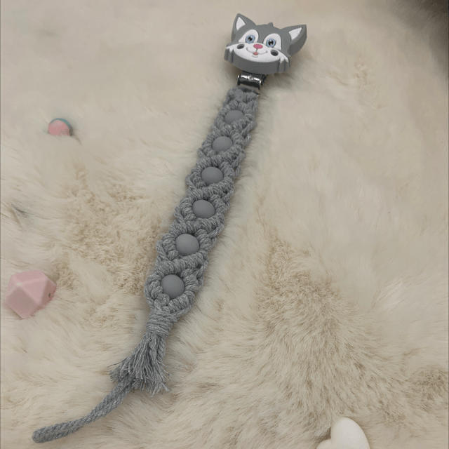 Attache terrine chat gris 