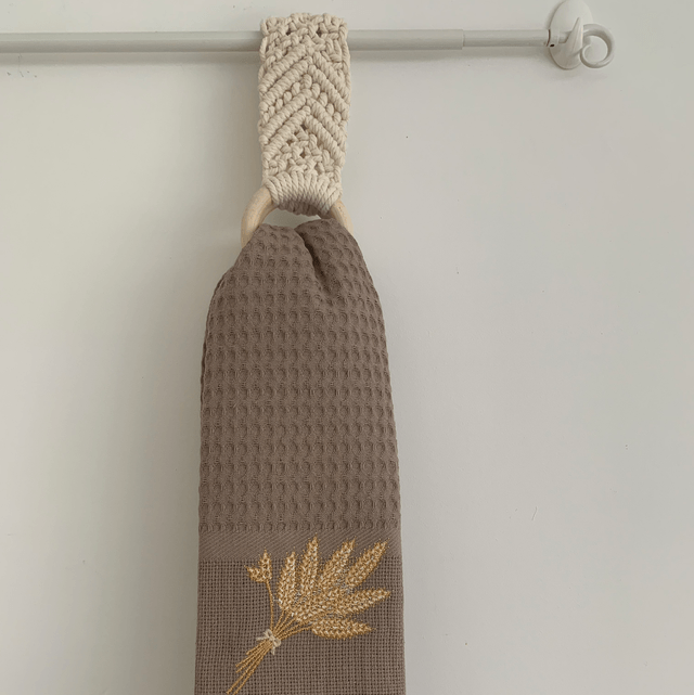 Porte-serviettes à vaisselle en macramé